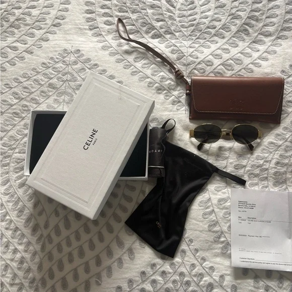 Celine Gold Oval Sunglasses Like New - Picture 13 of 16